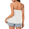 image:imageLYANER Womens Lace Babydoll Tank Top Sexy Deep V Neck Spaghetti Strap Sleeveless Cami Flared Flowy Peplum TopsWhite