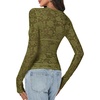 image:imageLYANER Womens Lace Long Sleeve Tops Floral Sexy Mesh Sheer Shirt See Through Undershirt TopsArmy Green