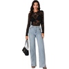 image:imageLYANER Womens Lace Long Sleeve Tops Floral Sexy Mesh Sheer Shirt See Through Undershirt TopsBlack