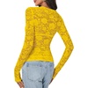 image:imageLYANER Womens Lace Long Sleeve Tops Floral Sexy Mesh Sheer Shirt See Through Undershirt TopsBright Yellow