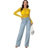 image:imageLYANER Womens Lace Long Sleeve Tops Floral Sexy Mesh Sheer Shirt See Through Undershirt TopsBright Yellow