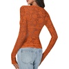 image:imageLYANER Womens Lace Long Sleeve Tops Floral Sexy Mesh Sheer Shirt See Through Undershirt TopsCaramel