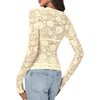 image:imageLYANER Womens Lace Long Sleeve Tops Floral Sexy Mesh Sheer Shirt See Through Undershirt TopsChampagne