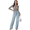 image:imageLYANER Womens Lace Long Sleeve Tops Floral Sexy Mesh Sheer Shirt See Through Undershirt TopsGray