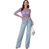 image:imageLYANER Womens Lace Long Sleeve Tops Floral Sexy Mesh Sheer Shirt See Through Undershirt TopsLight Purple