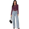image:imageLYANER Womens Lace Long Sleeve Tops Floral Sexy Mesh Sheer Shirt See Through Undershirt TopsPlum Purple