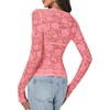 image:imageLYANER Womens Lace Long Sleeve Tops Floral Sexy Mesh Sheer Shirt See Through Undershirt TopsPure Pink