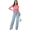 image:imageLYANER Womens Lace Long Sleeve Tops Floral Sexy Mesh Sheer Shirt See Through Undershirt TopsPure Pink