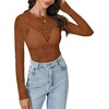 image:imageLYANER Womens Lace Long Sleeve Tops Floral Sexy Mesh Sheer Shirt See Through Undershirt TopsReddish Brown