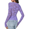 image:imageLYANER Womens Lace Long Sleeve Tops Floral Sexy Mesh Sheer Shirt See Through Undershirt TopsViolet