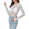 image:imageLYANER Womens Lace Long Sleeve Tops Floral Sexy Mesh Sheer Shirt See Through Undershirt TopsWhite
