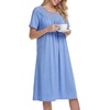 image:imageLYANER Womens Lace Trim Round Neck Short Sleeve Ruffle A Line Casual Midi NightdressAzure