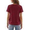 image:imageLYANER Womens Lace Trim Ruched Round Neck Short Sleeve Loose Fit Casual Blouse TopLight Wine