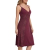 image:imageLYANER Womens Lace Trim V Neck Spaghetti Strap Sleeveless Sexy Mini NightdressDark Red