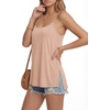 image:imageLYANER Womens Loose Square Neck Spaghetti Straps Slit Side Camisole Tank Cami TopBeige