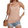 image:imageLYANER Womens Loose Square Neck Spaghetti Straps Slit Side Camisole Tank Cami TopBeige