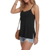 image:imageLYANER Womens Loose Square Neck Spaghetti Straps Slit Side Camisole Tank Cami TopBlack