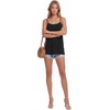 image:imageLYANER Womens Loose Square Neck Spaghetti Straps Slit Side Camisole Tank Cami TopBlack