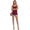 image:imageLYANER Womens Loose Square Neck Spaghetti Straps Slit Side Camisole Tank Cami TopBurgundy