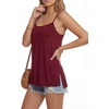image:imageLYANER Womens Loose Square Neck Spaghetti Straps Slit Side Camisole Tank Cami TopBurgundy