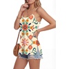 image:imageLYANER Womens Loose Square Neck Spaghetti Straps Slit Side Camisole Tank Cami TopChampagne