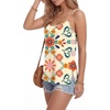 image:imageLYANER Womens Loose Square Neck Spaghetti Straps Slit Side Camisole Tank Cami TopChampagne