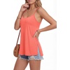 image:imageLYANER Womens Loose Square Neck Spaghetti Straps Slit Side Camisole Tank Cami TopCoral