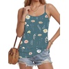 image:imageLYANER Womens Loose Square Neck Spaghetti Straps Slit Side Camisole Tank Cami TopDark Blue