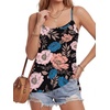 image:imageLYANER Womens Loose Square Neck Spaghetti Straps Slit Side Camisole Tank Cami TopFloral Black
