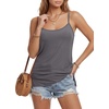 image:imageLYANER Womens Loose Square Neck Spaghetti Straps Slit Side Camisole Tank Cami TopGray
