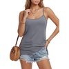 image:imageLYANER Womens Loose Square Neck Spaghetti Straps Slit Side Camisole Tank Cami TopLight Gray