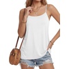 image:imageLYANER Womens Loose Square Neck Spaghetti Straps Slit Side Camisole Tank Cami TopWhite