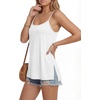 image:imageLYANER Womens Loose Square Neck Spaghetti Straps Slit Side Camisole Tank Cami TopWhite