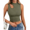 image:imageLYANER Womens Mock Turtle Neck Cut Out Crop Top Ribbed Knit Sexy Sleeveless Tank Top ShirtArmy Green
