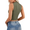 image:imageLYANER Womens Mock Turtle Neck Cut Out Crop Top Ribbed Knit Sexy Sleeveless Tank Top ShirtArmy Green