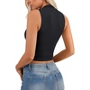 image:imageLYANER Womens Mock Turtle Neck Cut Out Crop Top Ribbed Knit Sexy Sleeveless Tank Top ShirtBlack