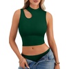 image:imageLYANER Womens Mock Turtle Neck Cut Out Crop Top Ribbed Knit Sexy Sleeveless Tank Top ShirtDark Green