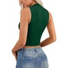 image:imageLYANER Womens Mock Turtle Neck Cut Out Crop Top Ribbed Knit Sexy Sleeveless Tank Top ShirtDark Green