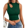 image:imageLYANER Womens Mock Turtle Neck Cut Out Crop Top Ribbed Knit Sexy Sleeveless Tank Top ShirtDark Green