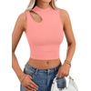 image:imageLYANER Womens Mock Turtle Neck Cut Out Crop Top Ribbed Knit Sexy Sleeveless Tank Top ShirtPink