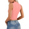 image:imageLYANER Womens Mock Turtle Neck Cut Out Crop Top Ribbed Knit Sexy Sleeveless Tank Top ShirtPink