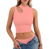 image:imageLYANER Womens Mock Turtle Neck Cut Out Crop Top Ribbed Knit Sexy Sleeveless Tank Top ShirtPink