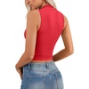 image:imageLYANER Womens Mock Turtle Neck Cut Out Crop Top Ribbed Knit Sexy Sleeveless Tank Top ShirtRed