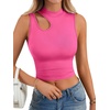 image:imageLYANER Womens Mock Turtle Neck Cut Out Crop Top Ribbed Knit Sexy Sleeveless Tank Top ShirtRose