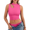 image:imageLYANER Womens Mock Turtle Neck Cut Out Crop Top Ribbed Knit Sexy Sleeveless Tank Top ShirtRose