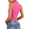 image:imageLYANER Womens Mock Turtle Neck Cut Out Crop Top Ribbed Knit Sexy Sleeveless Tank Top ShirtRose