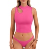 image:imageLYANER Womens Mock Turtle Neck Cut Out Crop Top Ribbed Knit Sexy Sleeveless Tank Top ShirtRose