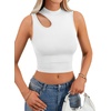 image:imageLYANER Womens Mock Turtle Neck Cut Out Crop Top Ribbed Knit Sexy Sleeveless Tank Top ShirtWhite