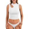 image:imageLYANER Womens Mock Turtle Neck Cut Out Crop Top Ribbed Knit Sexy Sleeveless Tank Top ShirtWhite