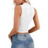 image:imageLYANER Womens Mock Turtle Neck Cut Out Crop Top Ribbed Knit Sexy Sleeveless Tank Top ShirtWhite